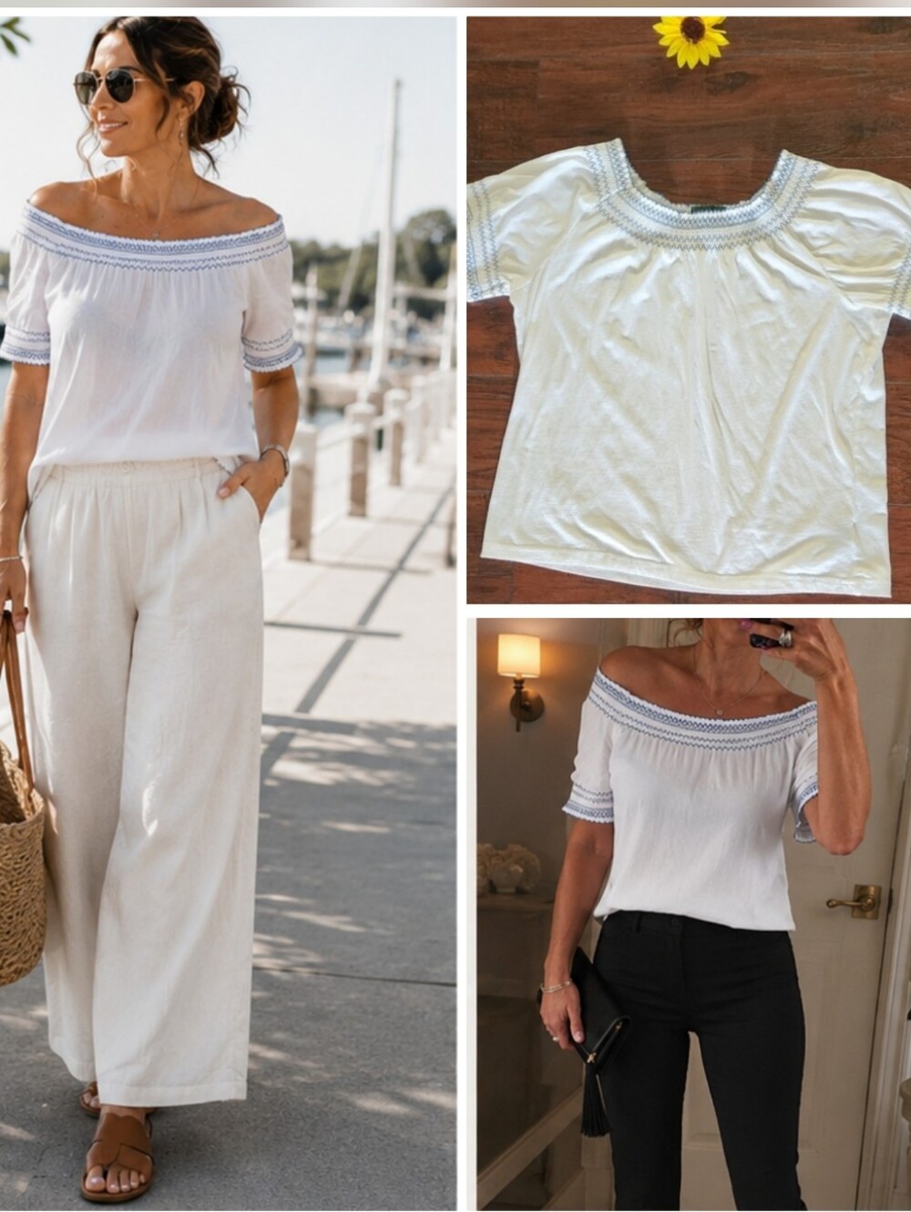 RALPH LAUREN JEANS WHITE OFF SHOULDERS TOP